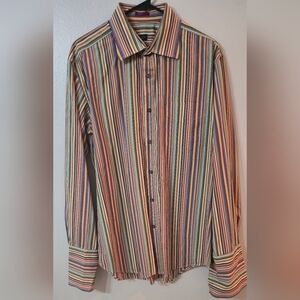 Paul Smith Made In Italy French Cuff Multicolor Striped Men's Shirt 17/43